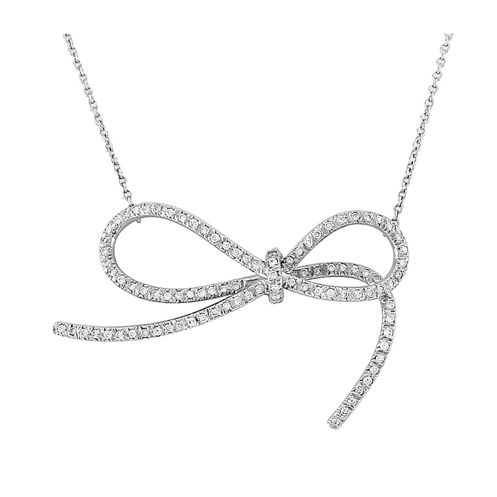 $3,500 Authentic Vera Wang Diamond Bow Necklace in Platinum